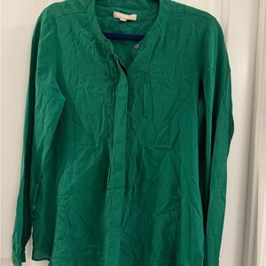 Banana Republic Emerald Green Silk Button Down Shirt